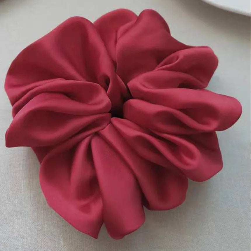 Fashion Oversized Silk Scrunchies for Women Korean Chiffon Elastic Hair Ties Ponytail Holder Headwear Chouchou Cheveux Femme