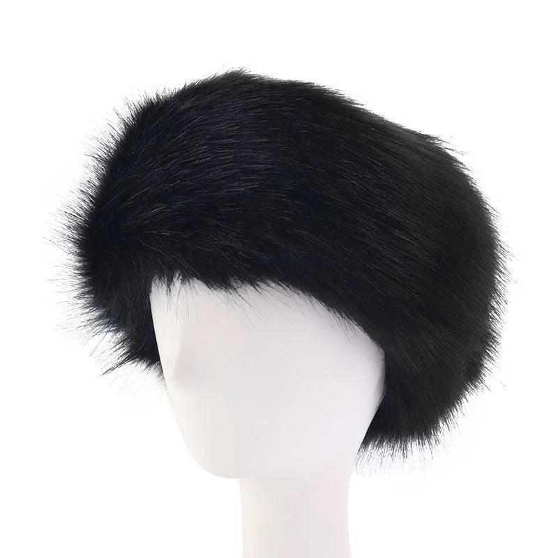 New Solid Color Plush Headband Winter Warm Faux Fur Hat Soft Elastic Beanies Coldproof Ear Warmer Adjustable Headbands For Women