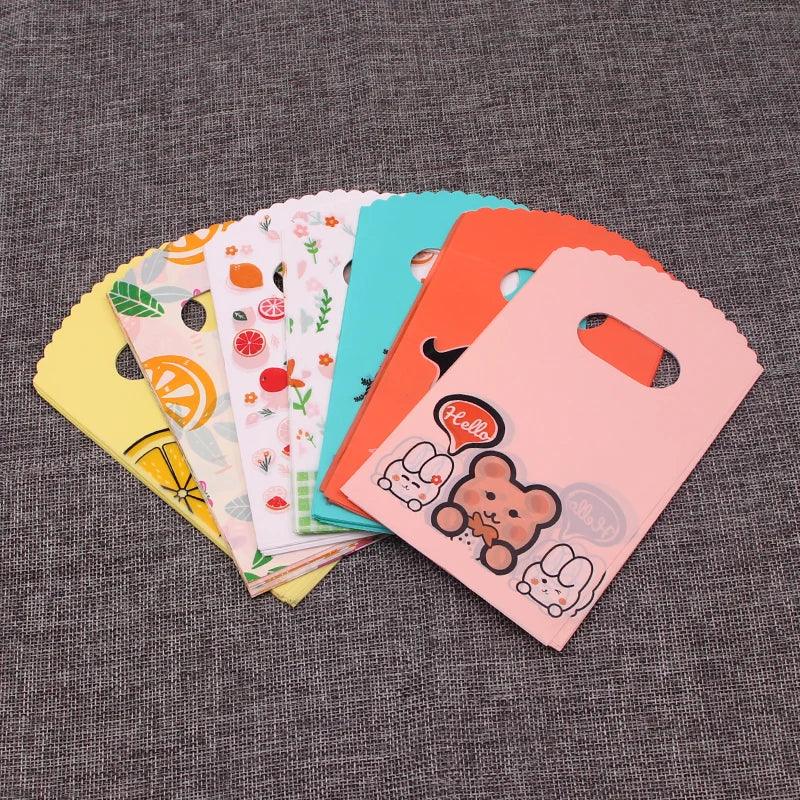 100Pcs/Lot "Thank You" Design Coffee Plastic Bag 9x15cm Jewelry Candy Gift Bag With Handles Small Plastic Packaging Bags