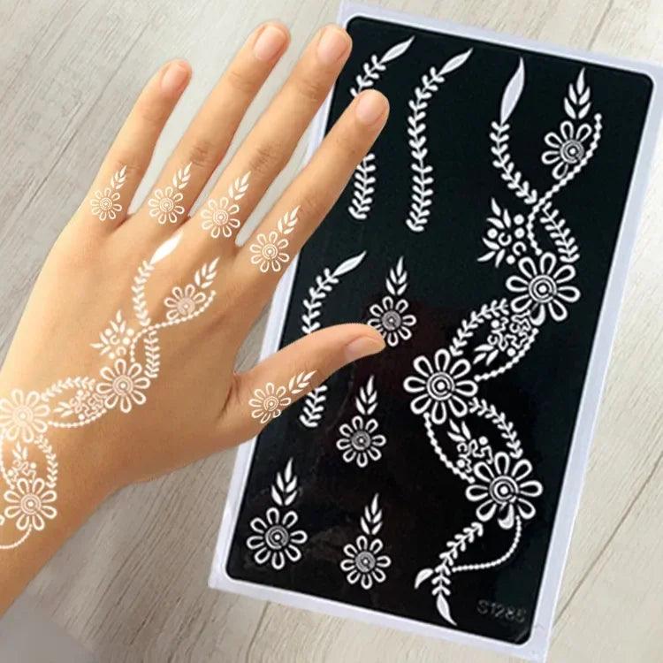 Heallor Indian Henna Hollow Temporary Tattoo Stencil Sticker Body Face Arm Hand Painting Tattoo Templates Sticker Tattoo Stencil