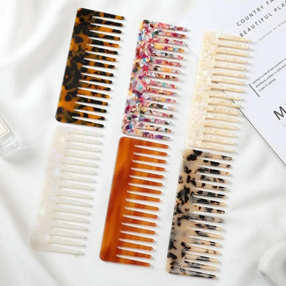 Wide Teeth Acetate Hair Combs Anti-static Massage Hair Brush Hairdressing Colorful Hairdress Salon Styling Traveling Accessories