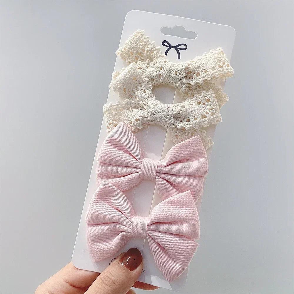 4/5Pcs Cute Baby Hairpin for Girls Print Ribbon Barrette Kids Little Hair Clip Pinches for Hair Girl Cotton Bow Hair Accessories