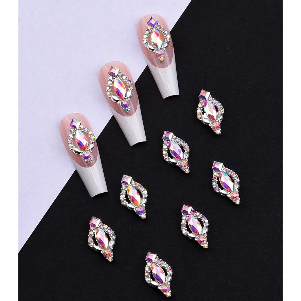 10pcs Gold 3D Nail Art Charms Shape Crystal Rhinestone Stones Nail Jewelry For Acrylic Nail Designer Accessories Decor NJ23912-3 - HighGloss Shop