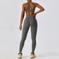 2PCS Yoga Set Nude Feeling Workout Sets Women Tracksuit Gym Push Up Fitness Running Workout Sportwear Sport Bra Leggings Suit