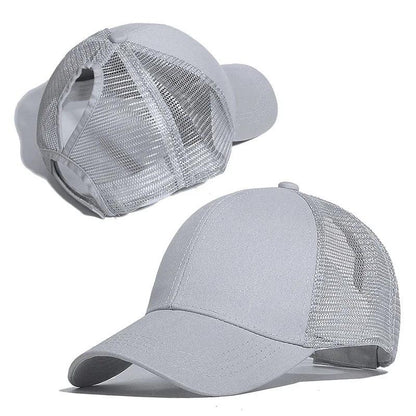 Ponytail Baseball Cap Summer Women  Adjustable Simple Fashionable Solid Colors Messy Hat Casual Cotton Girl Snapback Mesh Cap