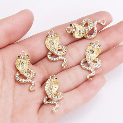 10Pcs Zircon Gold Colour Luxury Snake Necklaces for Women Vintage Punk Snake Pendant  Jewelry Making DIY Accessories Material