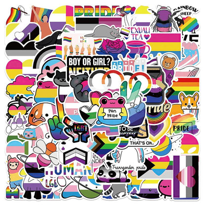 10/30/50/100PCS Mix Nonbinary Pansexual Transgender Bisexual Asexual Pride Stickers LGBT Skateboard Laptop Guitar Car Sticker