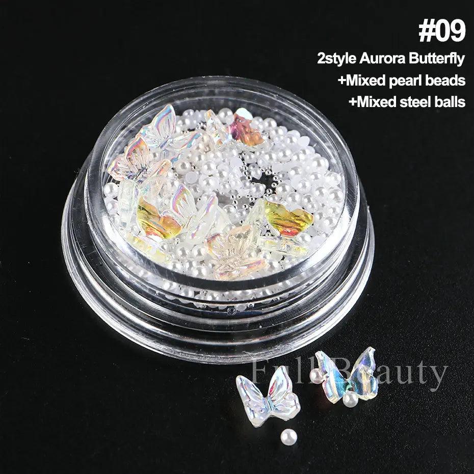 Crystal White Nail Rhinestones Glitter Wedding Bride Design Flatback Gems Charms Beads 3D Nail Art Decoration DIY Parts LAS-008