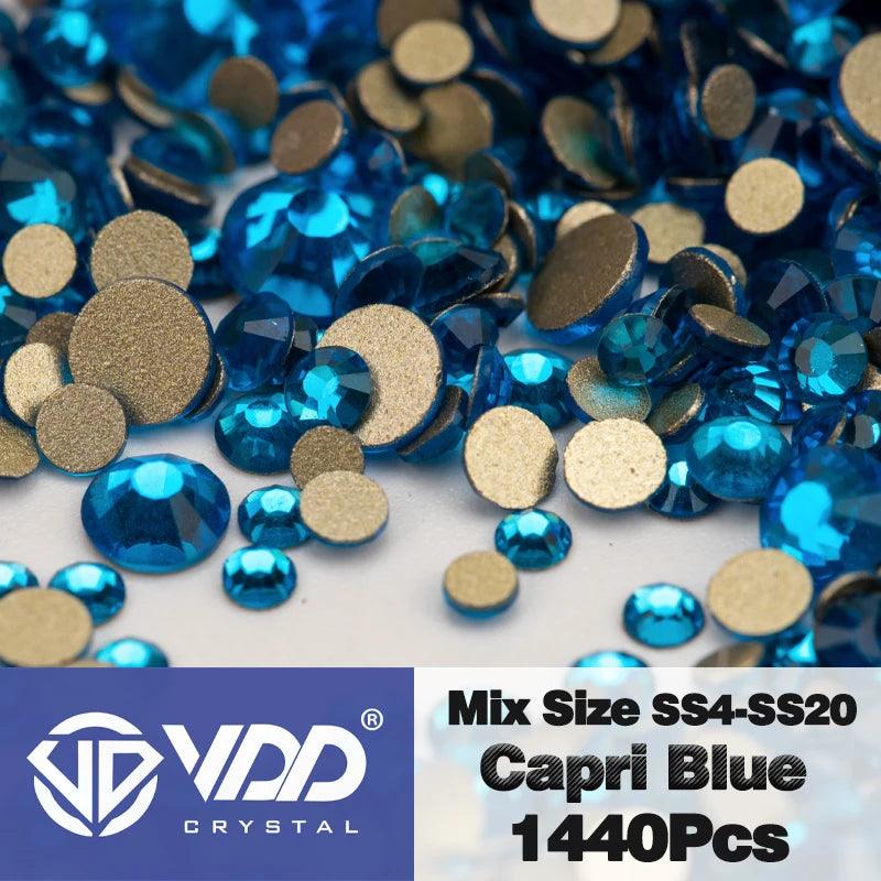 VDD 1440Pcs SS4-SS20 Mix Size Clear Crystal Non HotFix Gold Flatback Rhinestones Glitter Stones Nail Art DIY Crafts Decorations