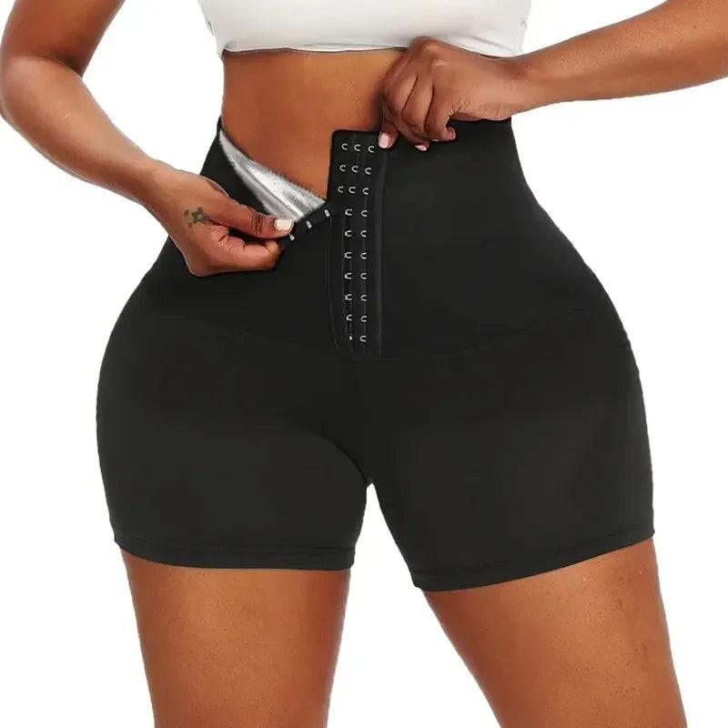 YBFDO Sweat Sauna Pants Body Shaper Weight Loss Slimming Shorts Shapewear Women Waist Trainer Hot Thermo Sweat Pants Fitness