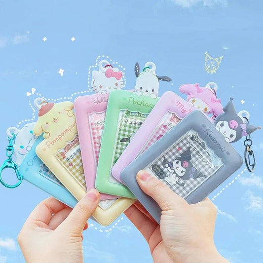 Sanrios Kawaii Kuromi Pochacco Hello Kitty Photocard Holder Students Stationery Meal Card Bus Card Holder Storage Case Keychain