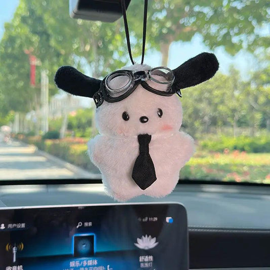 Cute Sanrio Keychain Plush Pochacco Car Keyring Doll Cartoon Bag Pendant Pochacco Bow Blush Accessories Toy Kid Christmas Gift