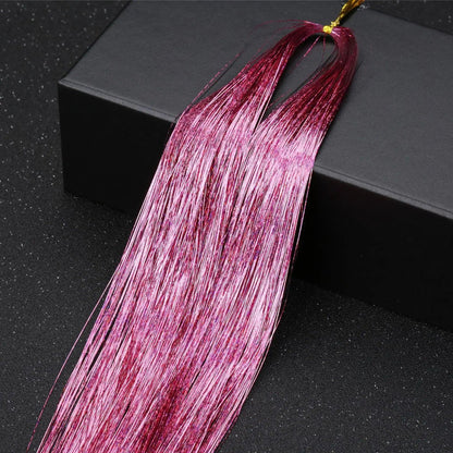 93cm Colorful Bling Hair Extension Accessories Laser Gold Shiny Metallic Wire Hair Extensions DIY Retro Hip-hop Hair Braid Tool