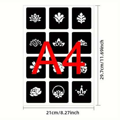 10-99pcs Henna Tattoo Stencils Kit Reusable for Men Women Kids Temporary Indian Arabian Glitter Airbrush Tattoo Template Body