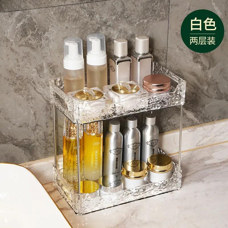 Acrylic Storage Organizer Shelf Of Bathroom Home Kitchen Makeup Skincare Shampoo Lipstick Tabletop Holder Cosmetic Desk Rack