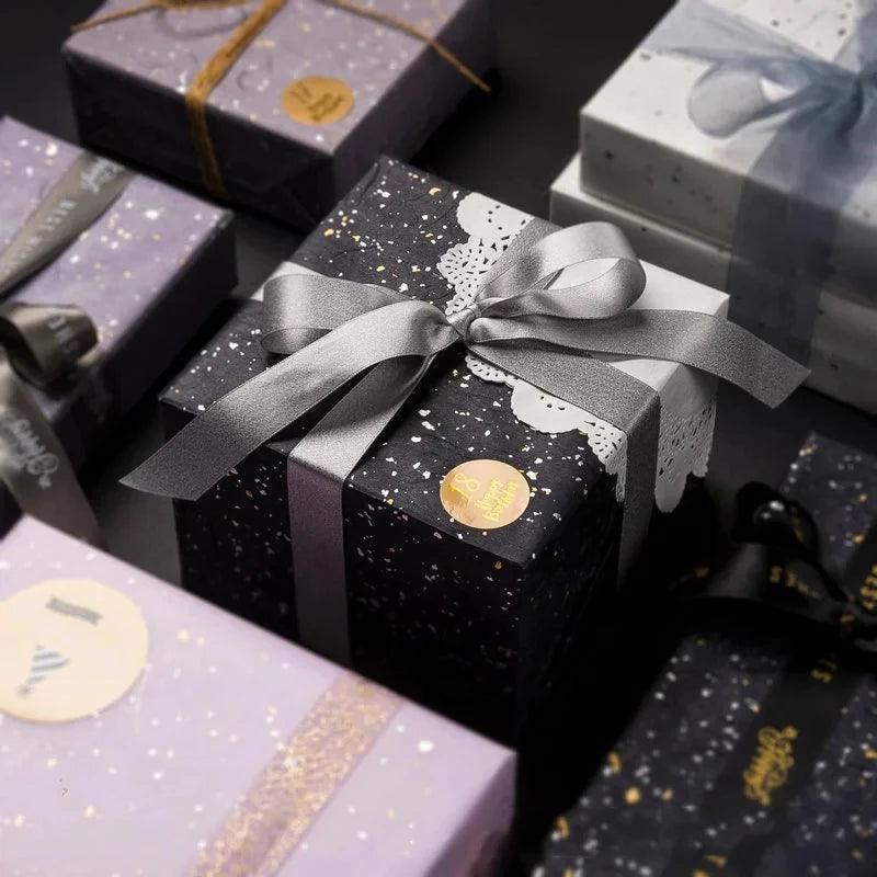 Floral Gift Wrap Paper Set - 6 Color Options, Sparkling Gold & Silver Speckles, Waterproof, Ideal for DIY Craft Packaging,