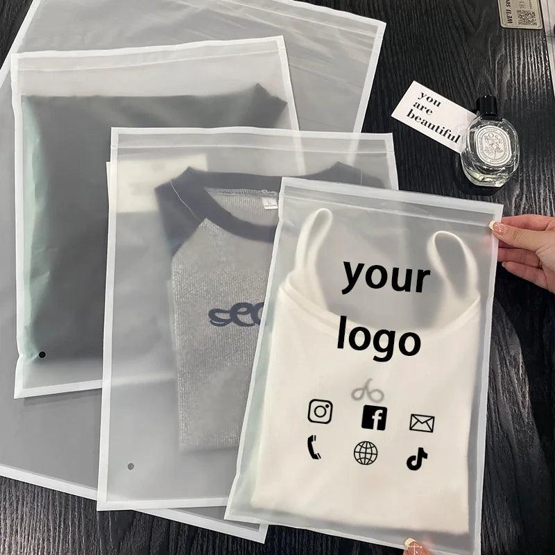 50Pcs High-end Clothing Store Frosted Plastic Bag Gift Packaging Women's Clothing Packaging Bag Wholesale Customized Logo