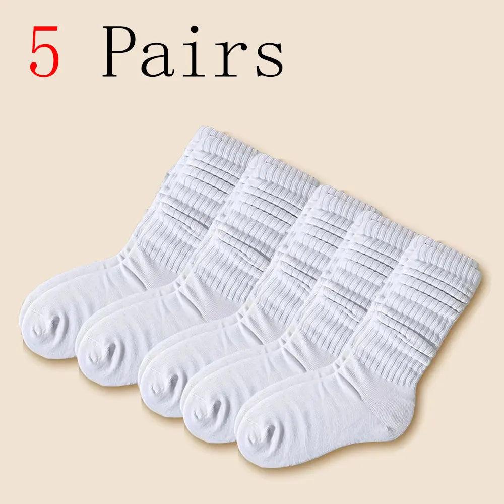 3 Pairs Women White Stacked Socks Simple Fashionable Versatile Socks Antibacterial Comfortable Lightweight Soft Mid Length Socks