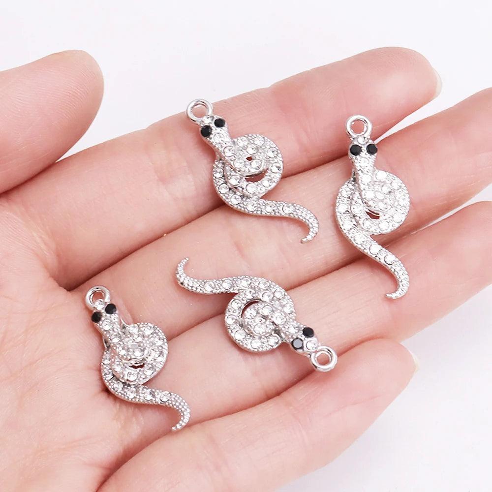 10Pcs Zircon Gold Colour Luxury Snake Necklaces for Women Vintage Punk Snake Pendant  Jewelry Making DIY Accessories Material