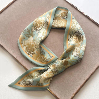 2023 New Luxury Brand Skinny Neckerchief Scarf For Women Satin Silk Ribbons Bandana Ladies Neck Tie Wrist Wrap Shawl Echarpe