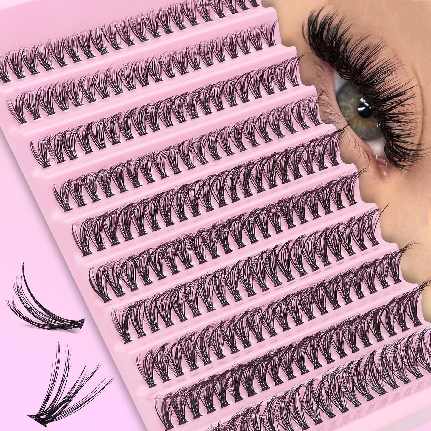 200pcs 30D Cluster False Eyelashes Set, DIY Eyelash Extensions, 0.05mm Thickness, D Curl, Mixed Lengths 8-16mm,