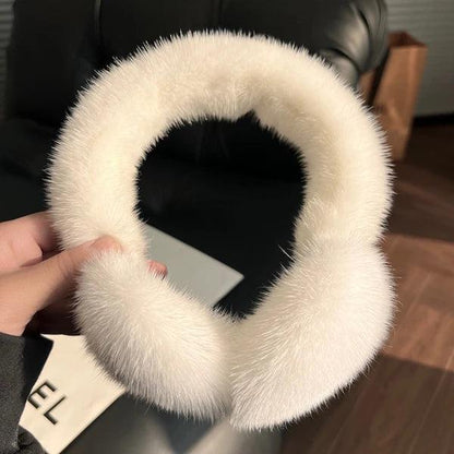 Winter Luxury Women Warm 100% Real Natural Mink Fur Earmuff Outdoor Fashion Mink Fur Earmuffs Girl Winter Ear Protection