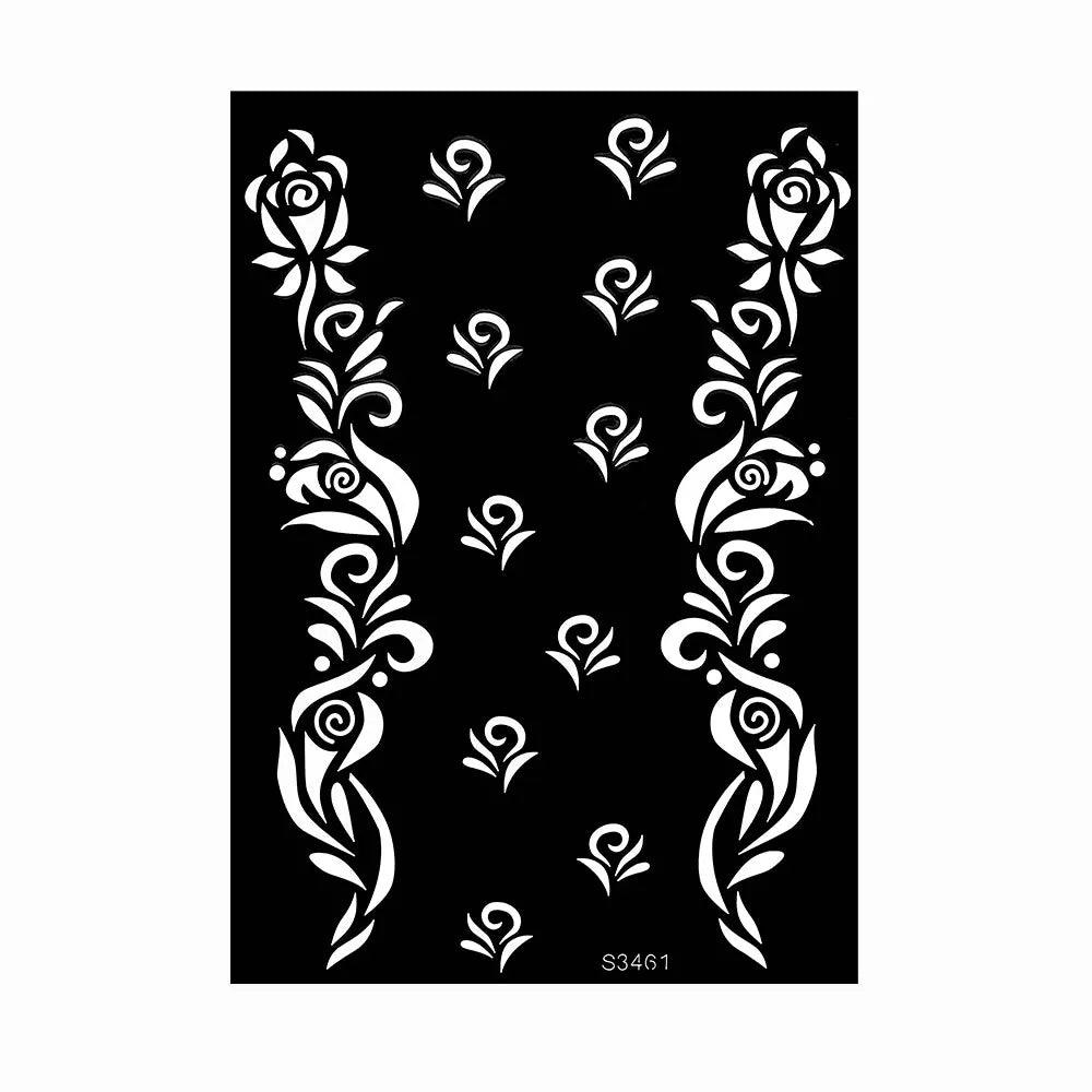 Hollow Drawing Henna Template for Hand Henna Tattoo Stencil Flower Tattoo Design for Women Wedding Festival Party Tatoo Tools