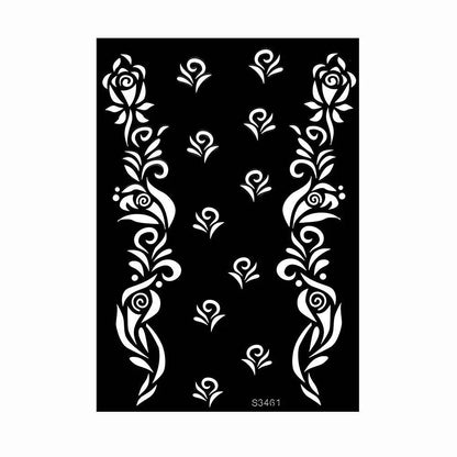 Hollow Drawing Henna Template for Hand Henna Tattoo Stencil Flower Tattoo Design for Women Wedding Festival Party Tatoo Tools