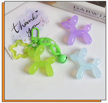 10pcs/Bag 34mm Acrylic Jelly Colorful Cartoon 3D Balloon Dog DIY Beads Keychain Phone Chain Pendant Accessories