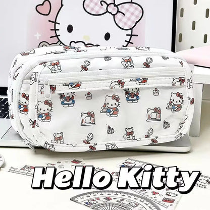 My Little Pony & Hello Kitty Sanrio Multi-Layer Flap Pencil Case, Large Capacity Cartoon Organizer with Multiple Compartments