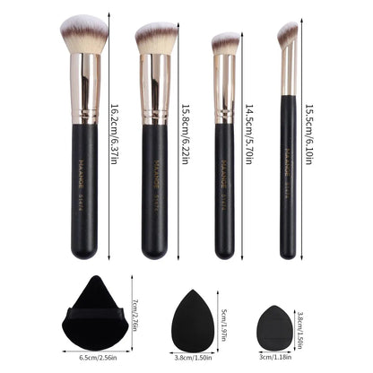 MAANGE 11PCS Makeup Tool Kit 4PCS Makeup Brush Wih Powder Puff Makeup Sponge Finger Air Cushion Puff Concealer Blend Eyeshadow