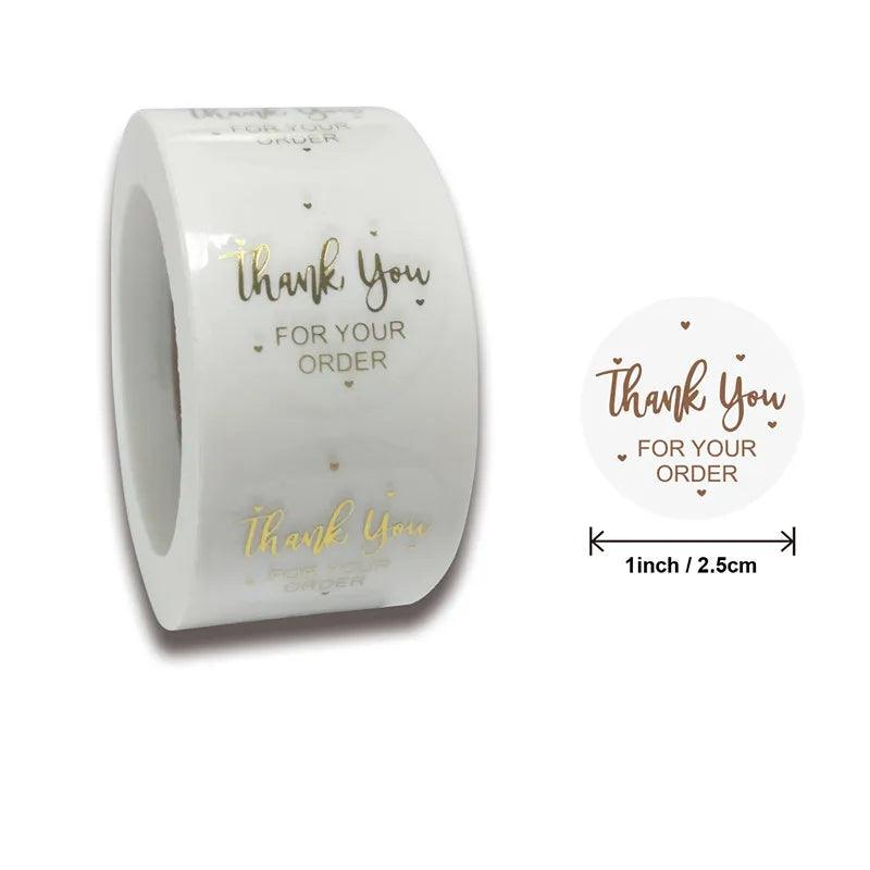 500pcs Round Labels Kraft Paper Thank You Sticker Dragees Candy Bag Flower Gift Box Cake Boxes and Packaging Wedding Stickers