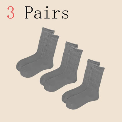 3 Pairs Women White Stacked Socks Simple Fashionable Versatile Socks Antibacterial Comfortable Lightweight Soft Mid Length Socks