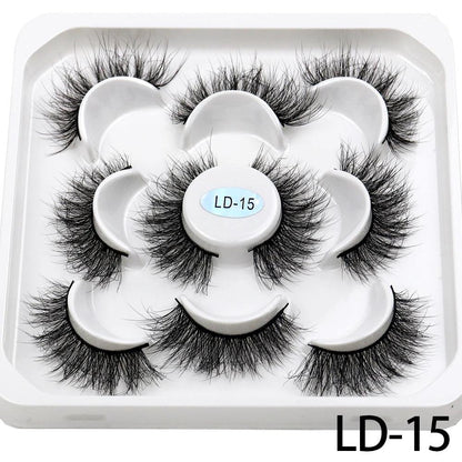 5 Pairs 25mm 3D Mink Eyelashes Bulk Russian roll Fluffy Natural False Eyelash Dramatic Mink lashes Makeup tools Wholesale lashse