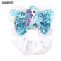 New Chic Disney Mickey Mouse Ears Hair Scrunchies Sequins 4"Bows Elastic Headband Women Velvet Girls DIY Hair Accessories Gift