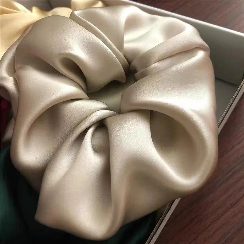 Heavyweight 100% Pure Silk Handmade Hair Scrunchies For Women Fashion Hair Ties Soft Hairbands New Girls Hair Accessoires