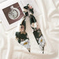 Floral Print Bow Satin Long Ribbon Ponytail Scarf Hair Tie Scrunchies Women Girls Elastic Hair Bands Hair Accessories