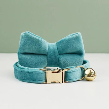 Velvet Cat Collar Bowknot Personalized Collar for cats Cat Supplies cat collar belt with bell and a bow