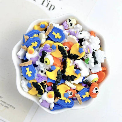 20Pcs 10 Shapes Cute Cartoon Festival Designs Nail Art Rhinestones For Manicure Supply Punk Halloween Nail Resin Charms Stones