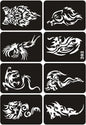 Reusable Glitter Tattoo Stencils Unicorn Dragon Butterfly Henna Airbrush Stencils for Finger Hands Arm Diy Body Art Women Men