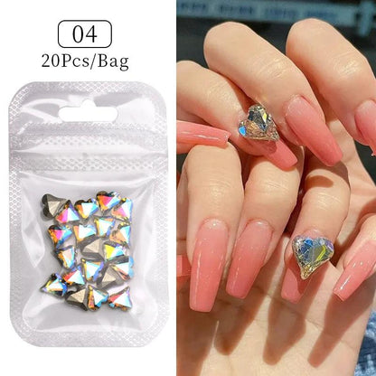 1Bag 3D Heart Nail Rhinestones Water ripple flat bottom love Charms Crystal Nail Art Decorations Gem Kawaii Resin Nails Gems