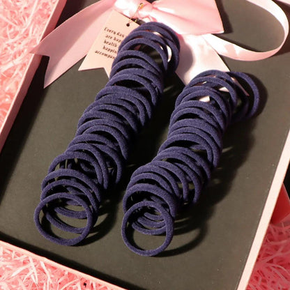 50PCS/Set 5CM Solid Color Cotton Hair Ties For Women Hairbands Elastic Rubber Bands Seamless Link Rope Hair Accessories