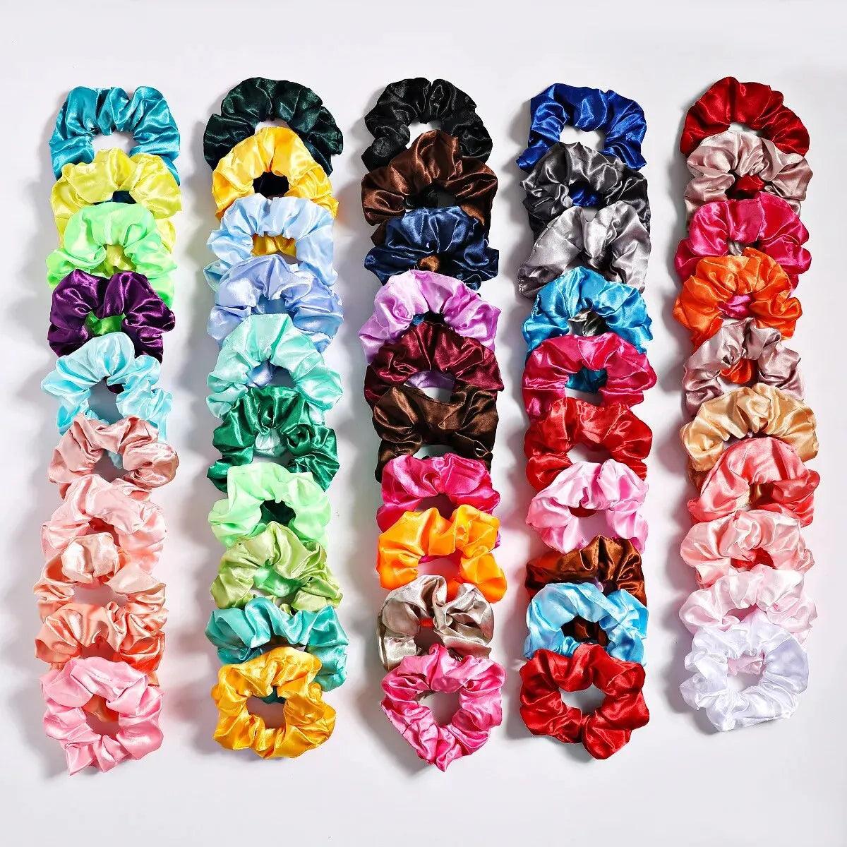 50/30/10Pcs Fashion Satin Scrunchies Girls Elastic Hair Bands Ponytail Holder Ties Rubber Bands Hair Accessories for Women