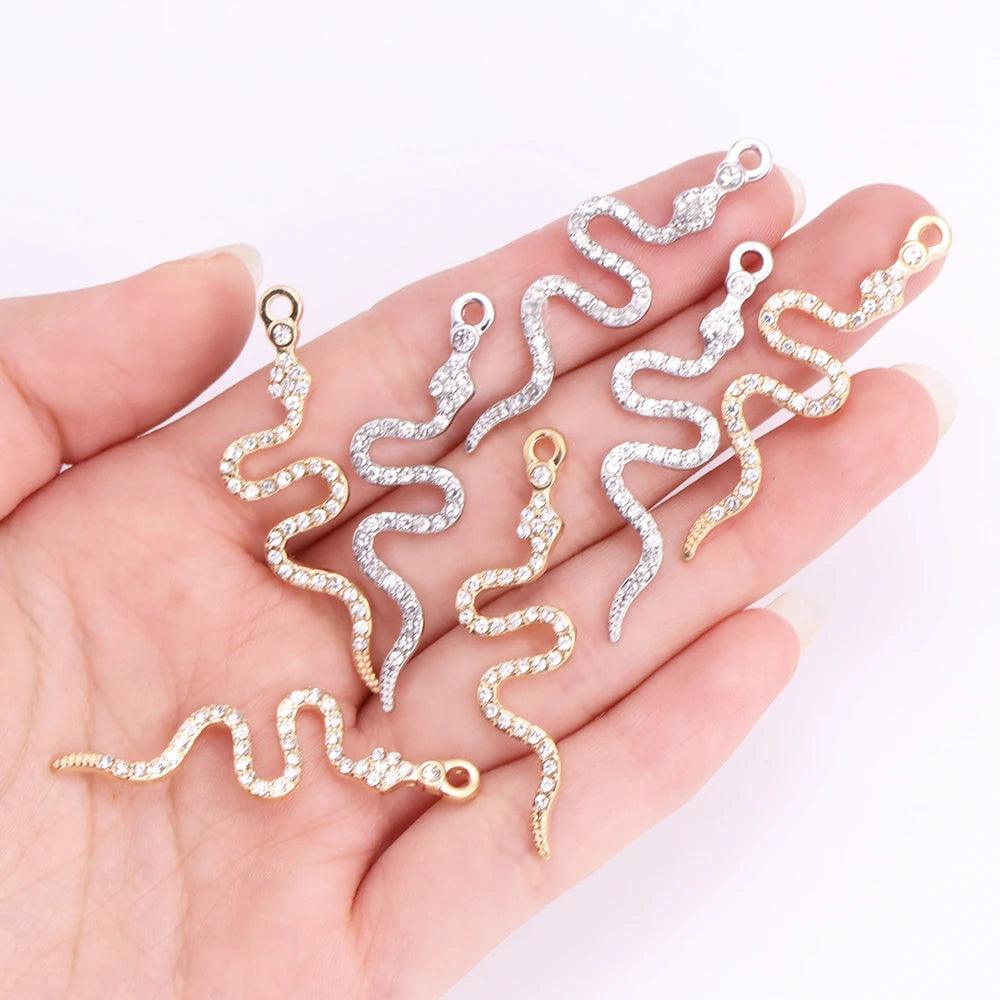 10Pcs Zircon Gold Colour Luxury Snake Necklaces for Women Vintage Punk Snake Pendant  Jewelry Making DIY Accessories Material