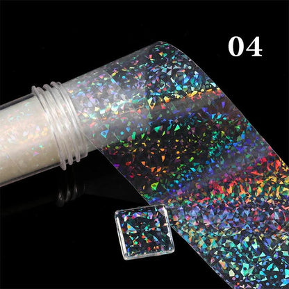 Aurora Chrome Nail Foil Mirror Effect Nail Pigment Irridescent Glitter Heart Marble Foil Sticker Decoration Manicure Wraps