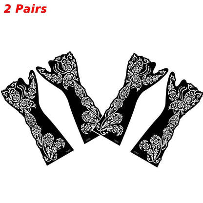 2Pairs/Lot Large Henna Tattoo Kit Stencils Women Girls Hand Arm Body Paint Henna Tattoo Templates Stencil DIY Indian Style