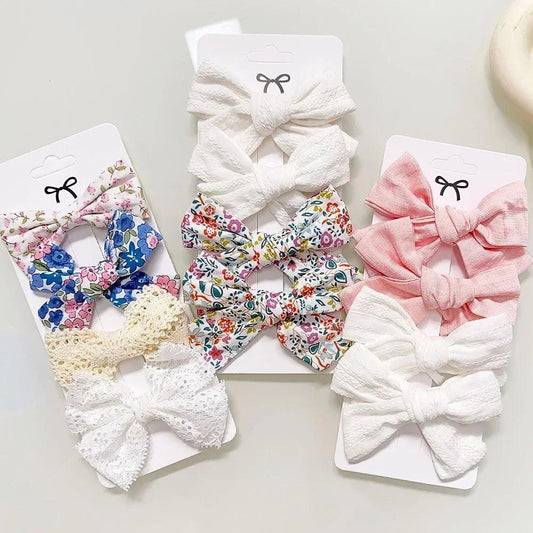 4/5Pcs Cute Baby Hairpin for Girls Print Ribbon Barrette Kids Little Hair Clip Pinches for Hair Girl Cotton Bow Hair Accessories