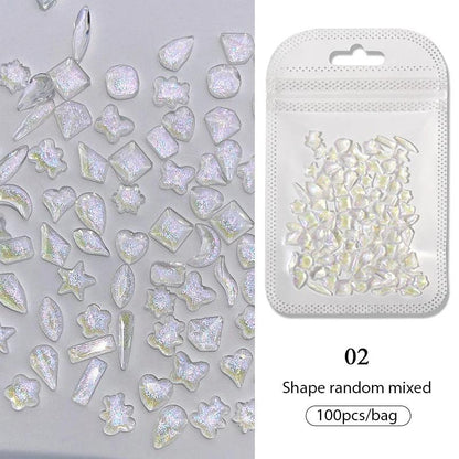 Aurora Irregular Crystal Rhinestones Nail Charm Mixed-Size Resin Flatback Jewelry Gems Stone Parts Manicure Nail Art Decorations