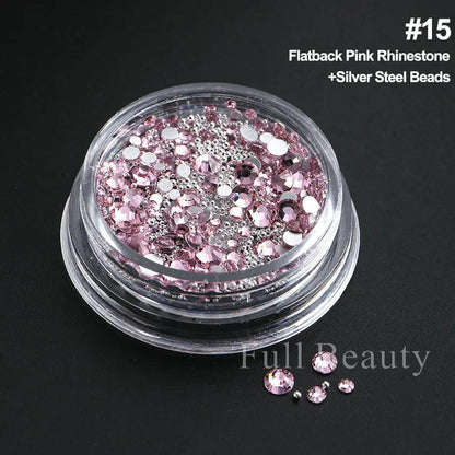 Crystal White Nail Rhinestones Glitter Wedding Bride Design Flatback Gems Charms Beads 3D Nail Art Decoration DIY Parts LAS-008