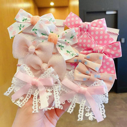 1Set Big Bow Flower Elastic Hairbands Children Girls Sweet Hair Ties Fashion Headbands Hair Accessories Rubber Band For Kid